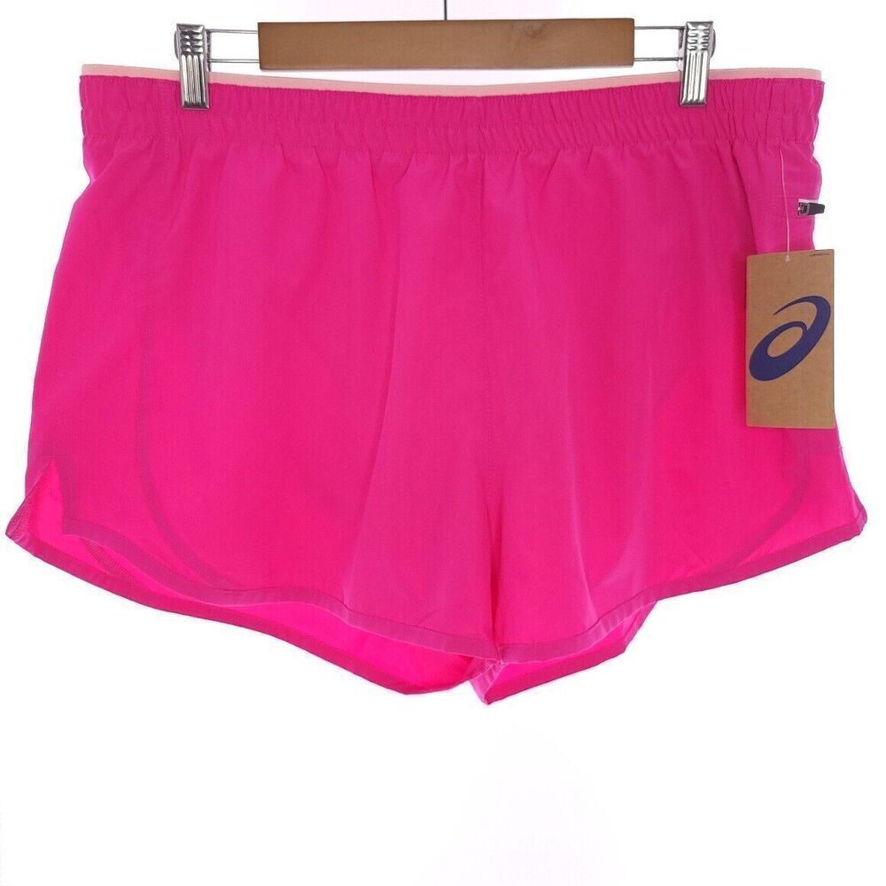 Asics Solid Pink Running Lined Shorts Womens Size XL